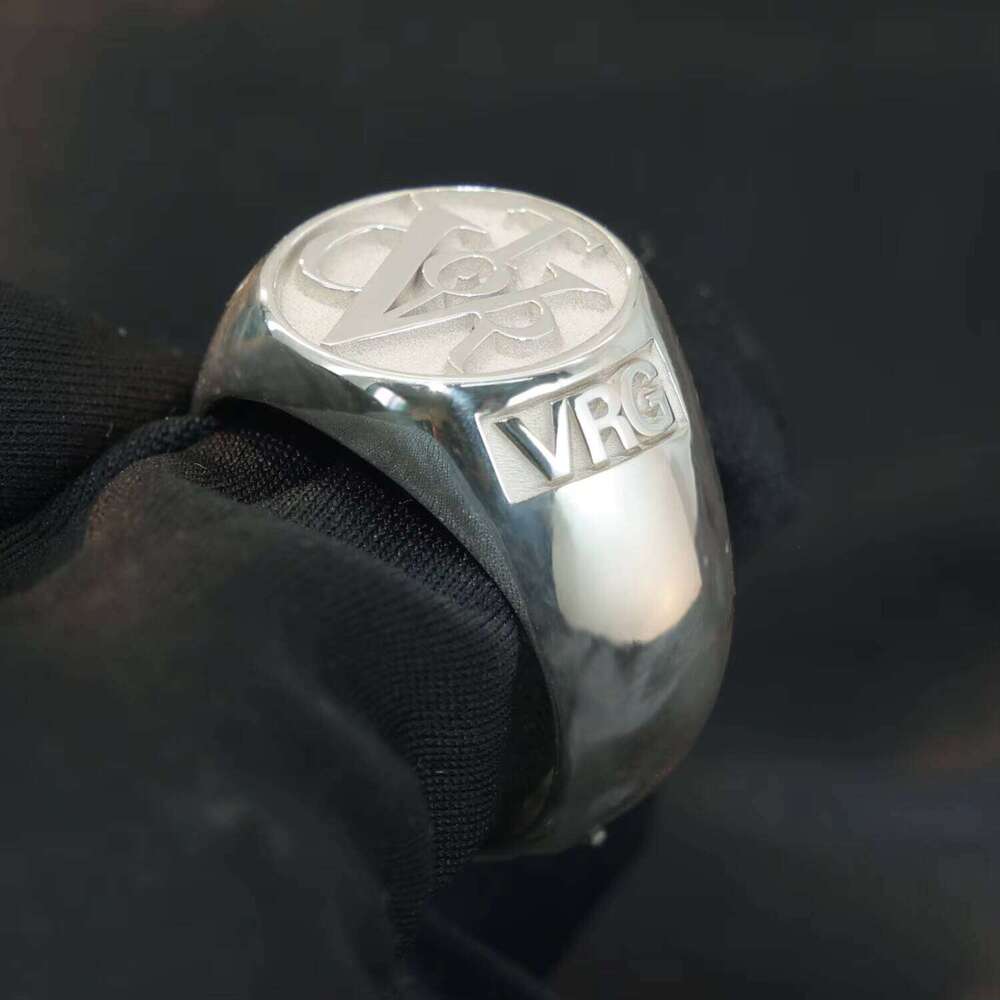 Customized Signet Sterling Sier 15mm Round 3D Men Ring for Father Gift Wholesale