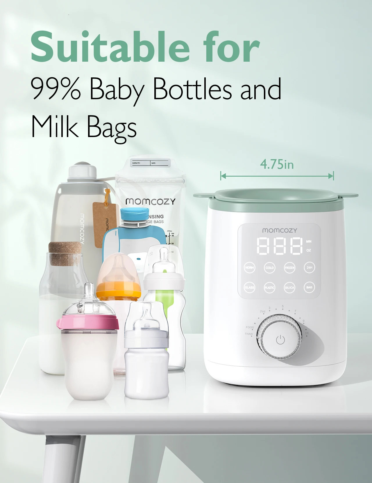 Momcozy 9 in 1 Bottle Warmer with Night Light Accurate Temperature Control Retains Nutrients Breast Milk for All Bottles 250527