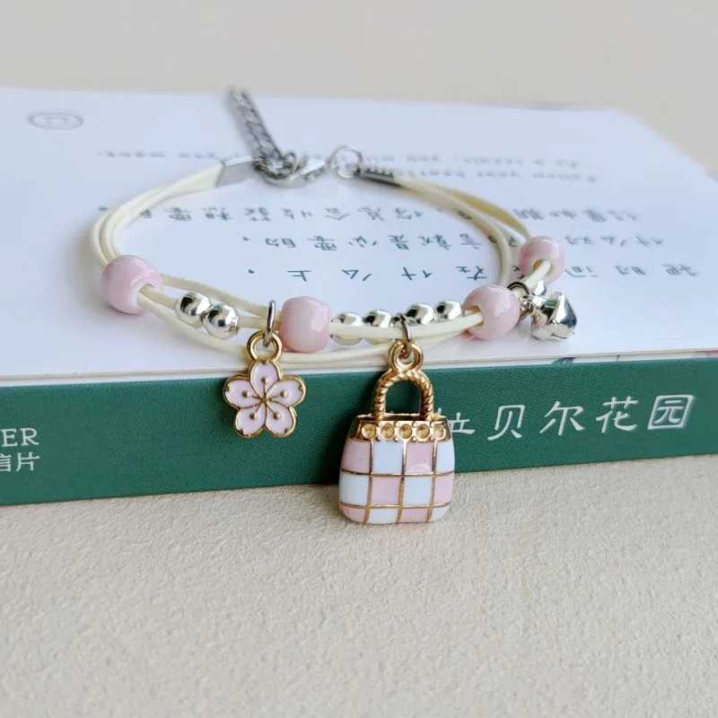 2023 New Simple Cute Cartoon Bunny Bracelet for Women Sweet Pink Series Pendant Hand-Woven Bracelets Bangles Couple Friends Gift W250526
