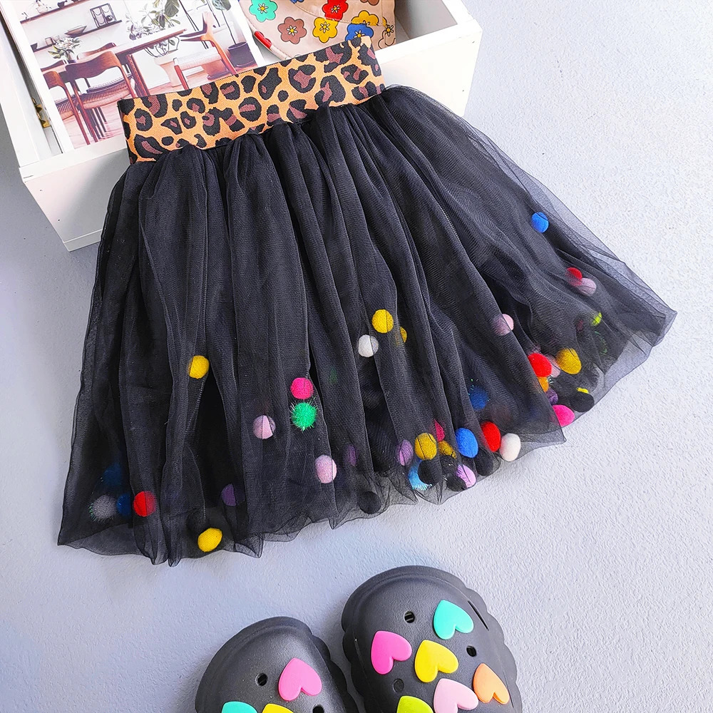 Baby Girls Dancing Party Princess Skirt Sweet Colorful Pompom Tulle Tutu For Clothes Children 250527
