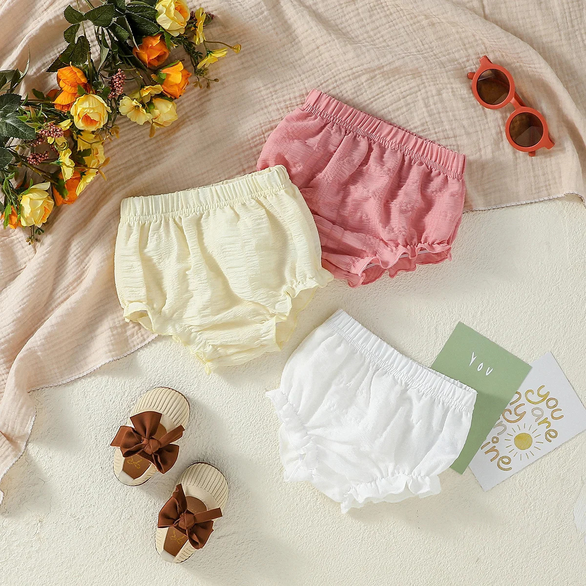 Fahion Baby Girls Solid Short Pants 3pcs Summer Casual Wear 250527