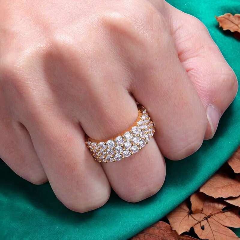 Hip Hop Fine Jewelry Rings Gold Iced Out VVS Moissanite Diamond Silver 10K 14K Plated Men CLASSIC 925 Sterling Silver Ring