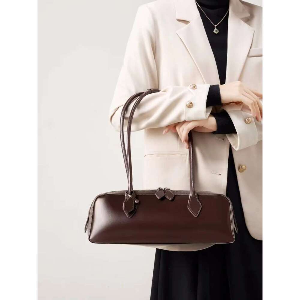 Free Shopping Annmouler New Genuine Leather Women's Shoulder Bag Cowhide Ladies Handbag Baguette Bag Female Commuter Shopping Underarm
