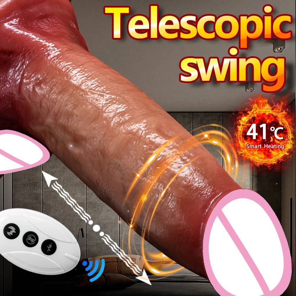 Big Telescopic Realistic Vibrator Heating Thrusting Dildo Sex Toy G-spot Anal Stimulation Vibrating for Women