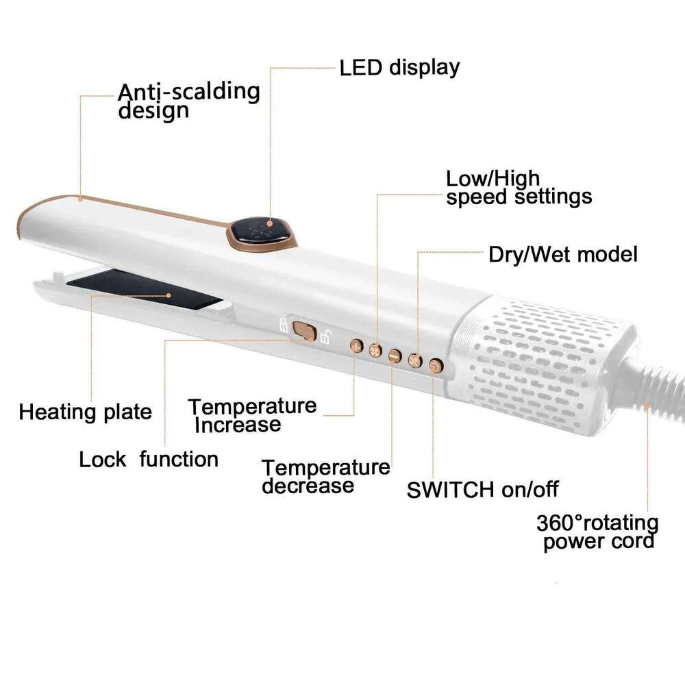 2 in 1 Wet and Dry Straightener Hair Dryer Air Wrapped Negative Ion Portable straightener