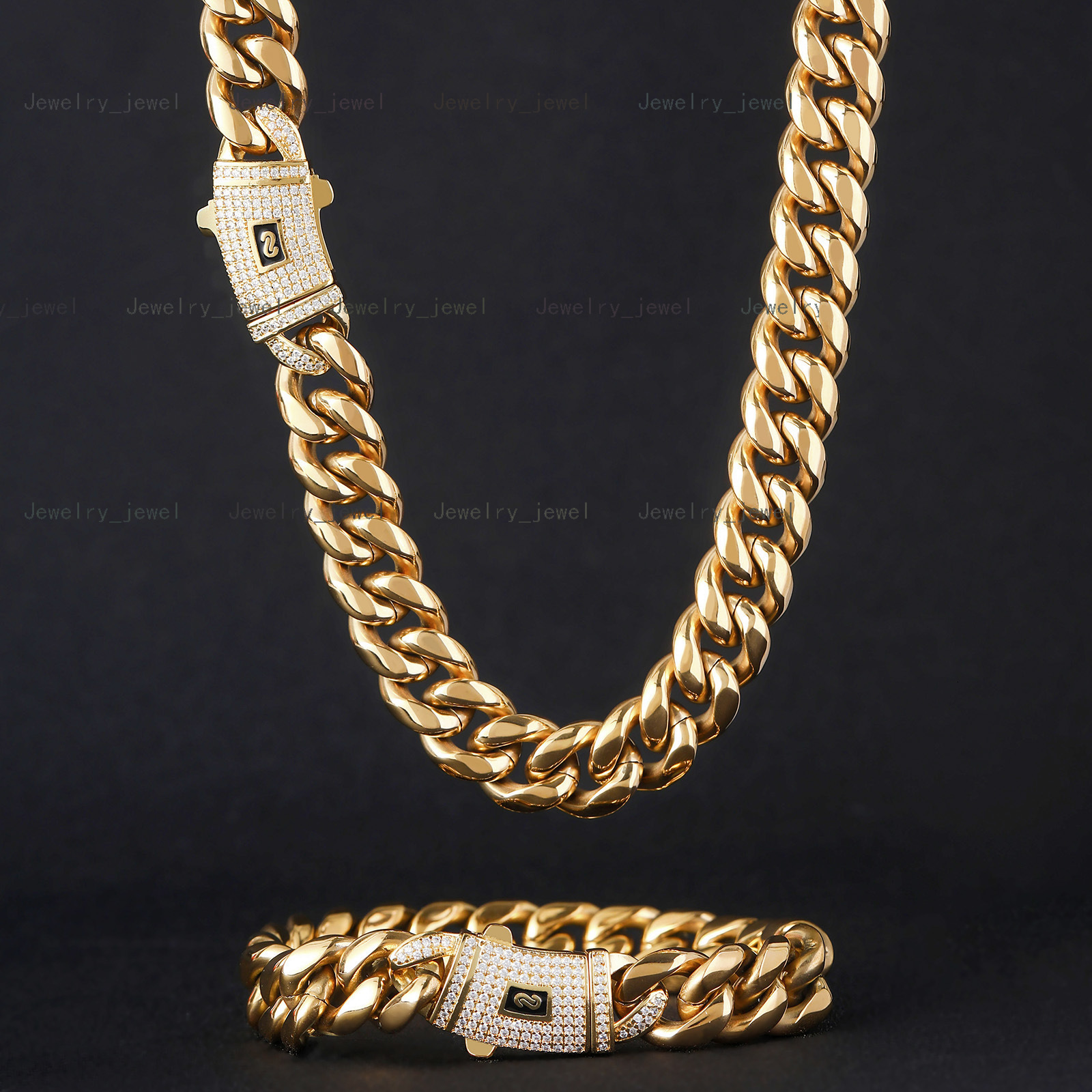 BES 14K 18K Gold 6mm-14mm Miami Cuban Bracelet Hip Hop Stainless Steel Gold Monaco Cuban Link Chain Necklace for Men Women