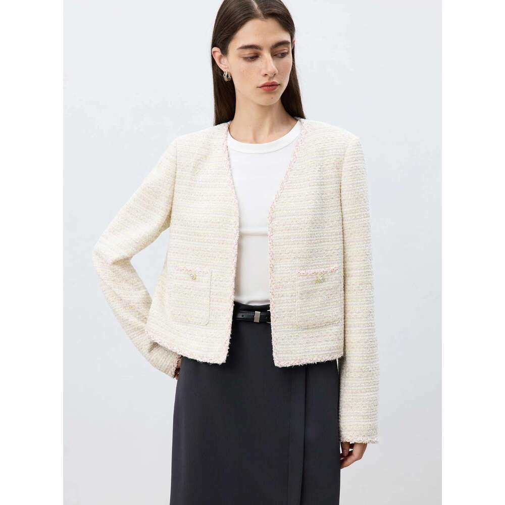 ZIQIAO Petite Size Jacket 2025 Spring New Korean Style White High-End Short Top Casual Loose Women Coats 25Zq91136