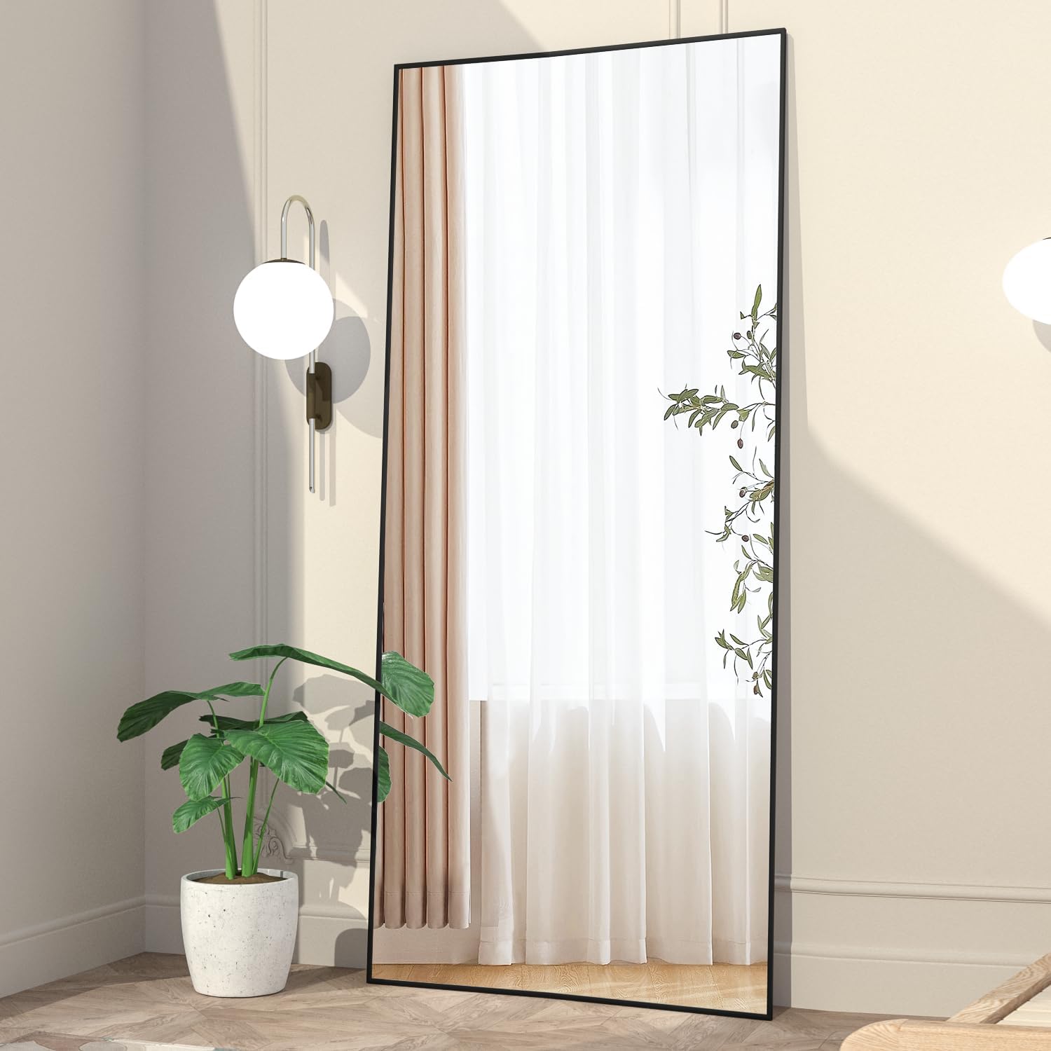 cassilando black full length metal frame mirror largesized floor wall standable 65 h x 24 w