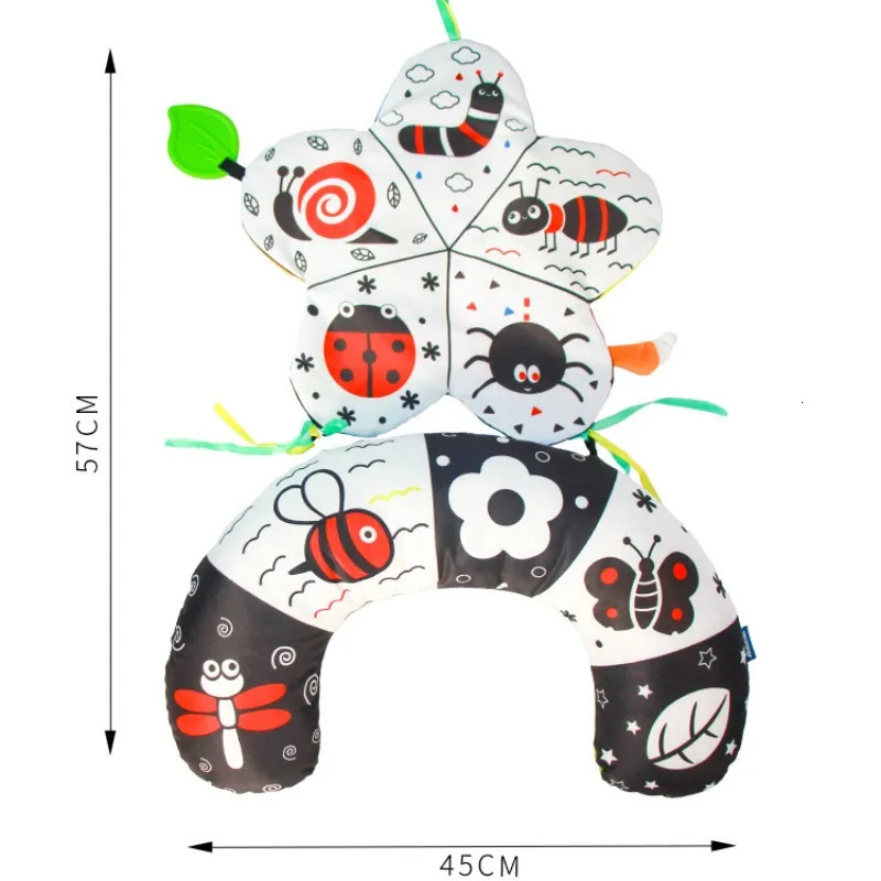 Baby Black And White Tummy Time Pillow Toy born Head Up Training High Contrast DoubleSided Sensory Lying 250527