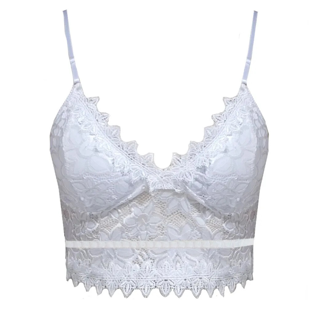 Sexy Lace Hollowing Mesh See Through Slim Backless Halter Crop Top Spaghetti Strap Sheer Embroidery Camisole Vest Corset 250523