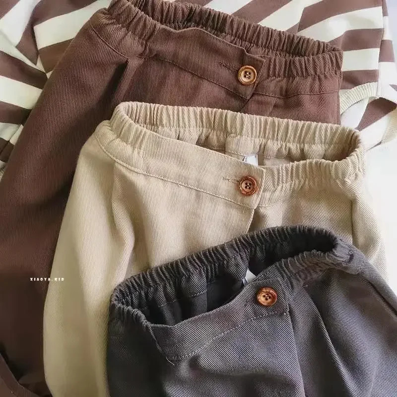 Childrens Korean Casual Pants for Babies Spring Boys and Girls Solid Color Loose Fitting Harlan Long 250527