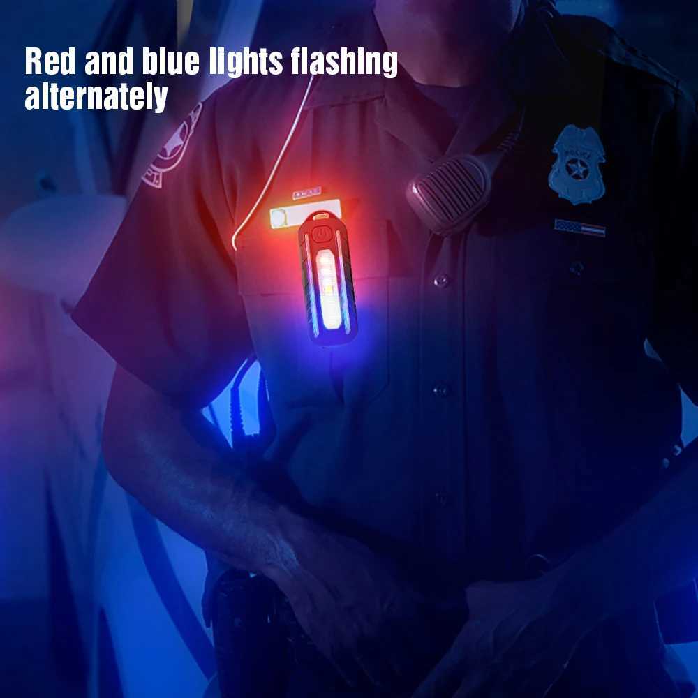 LED Red Blue Shoulder Police Light with Clip USB Charging Flashing Warning Safety Torch Bike Warning LANTERN Light XJ250527