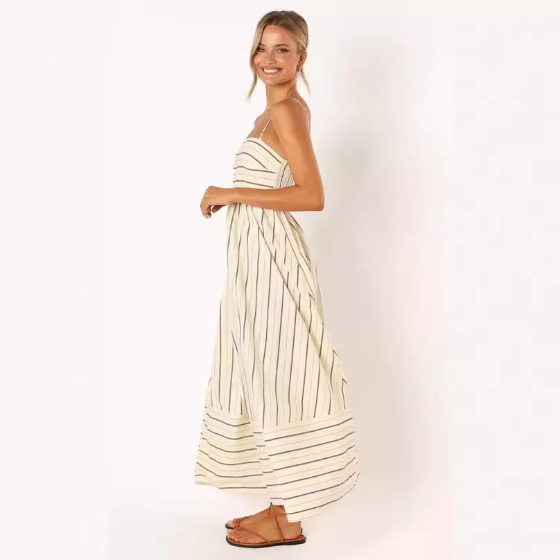 25 year spring/summer striped camisole backless large swing new style dress