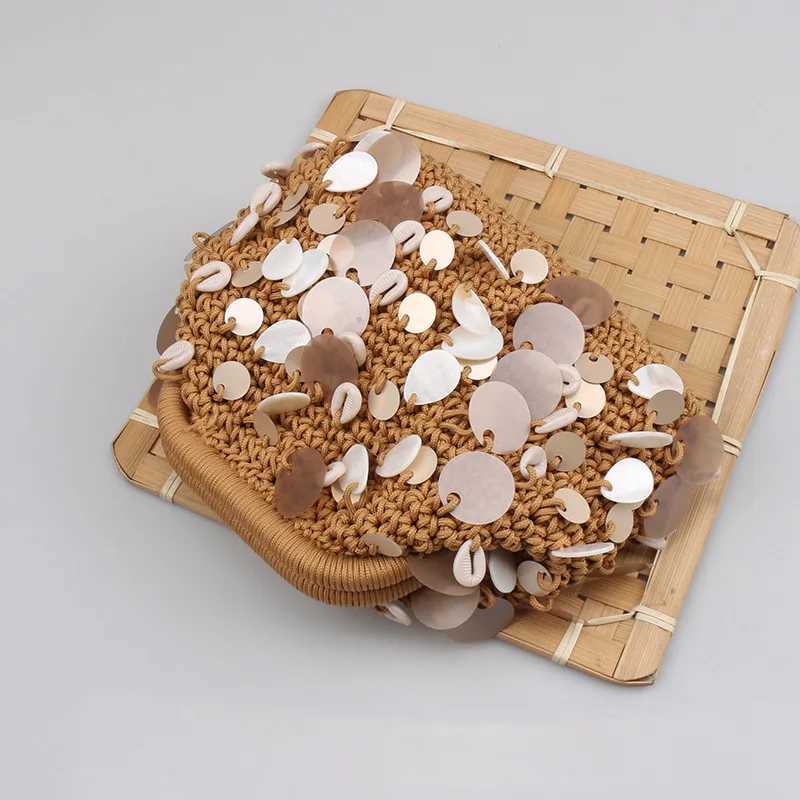 Straw Clutch Handbag Handmade Clutch Purse Cloud Dumpling Bag Sequins Woven Handbags Designer Weaving Pouch for Party Vacation W250527