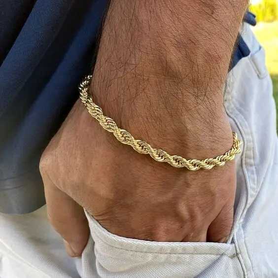 2-5MM Stainless Steel Rope Bracelets for Men Boys Adjustable Gold Silver Color Links Wristband Rock Punk Cool Jewelry Gift W250526