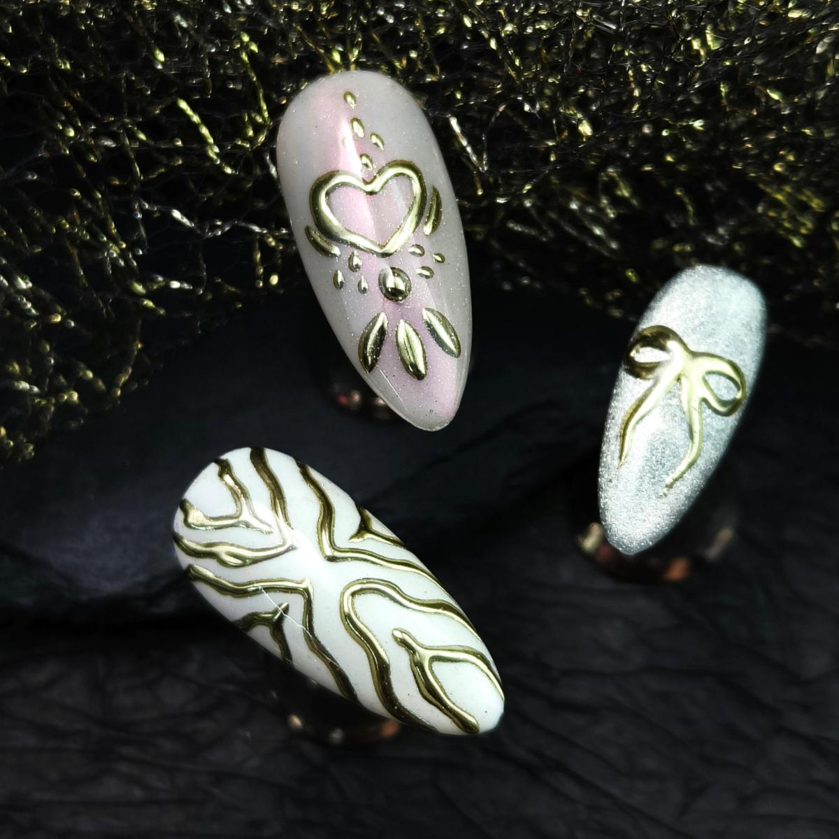 10pcs Handmade Press-on nails Medium Almond Nails 3D Stars Moon Hand drawn Fake nails Bundle Finished nail stickers Reusable Removable