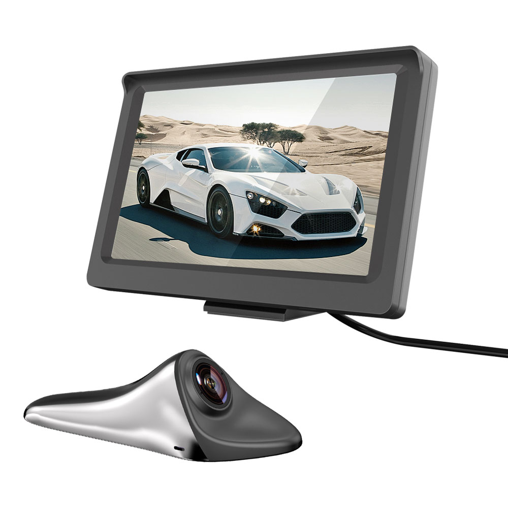 Car Side View Camera 7 inch HD Surveillance System, IP68 Waterproof Blind spot Camera with HD LCD Screen Parking Assistance System, Black