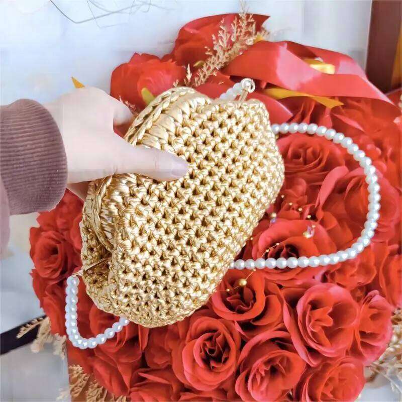 Ms inclined bag, woven fashion single shoulder cloth line set package Hand bag