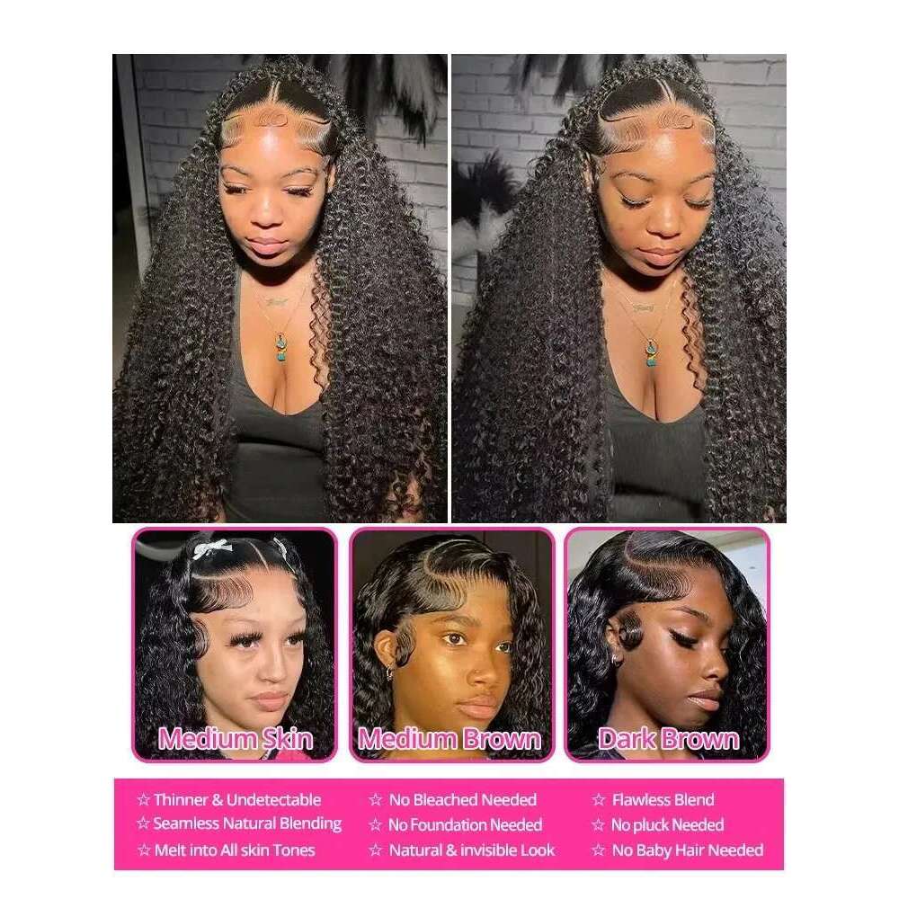 250 Density 36 Inch 13x6 HD Frontal Human Hair Deep Wave 13x4 Transparent Lace Front Wig Curly Wigs Peruvian Remy For Women