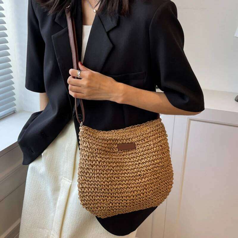 Woven Summer Fashion Straw Beach Holiday Crossbody Bag Shopping Large Capacity Shoulder Handbag Messenger Ladies Women