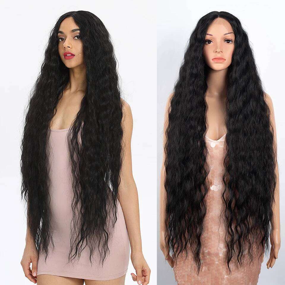 Synthetic Front For Black Women 40 Inch Long Curly Lace Wigs Ombre Blonde Highlight White Cosplay Wig