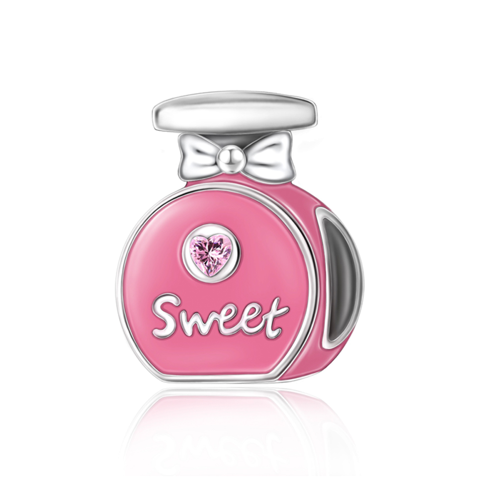 FewDook 2025 Pink Series Dangle Perfume Bottle High Heel Mask Cake Blender Handbag Pendent Charm Fit Original Pan Bracelet Accessories Jewelry Designe