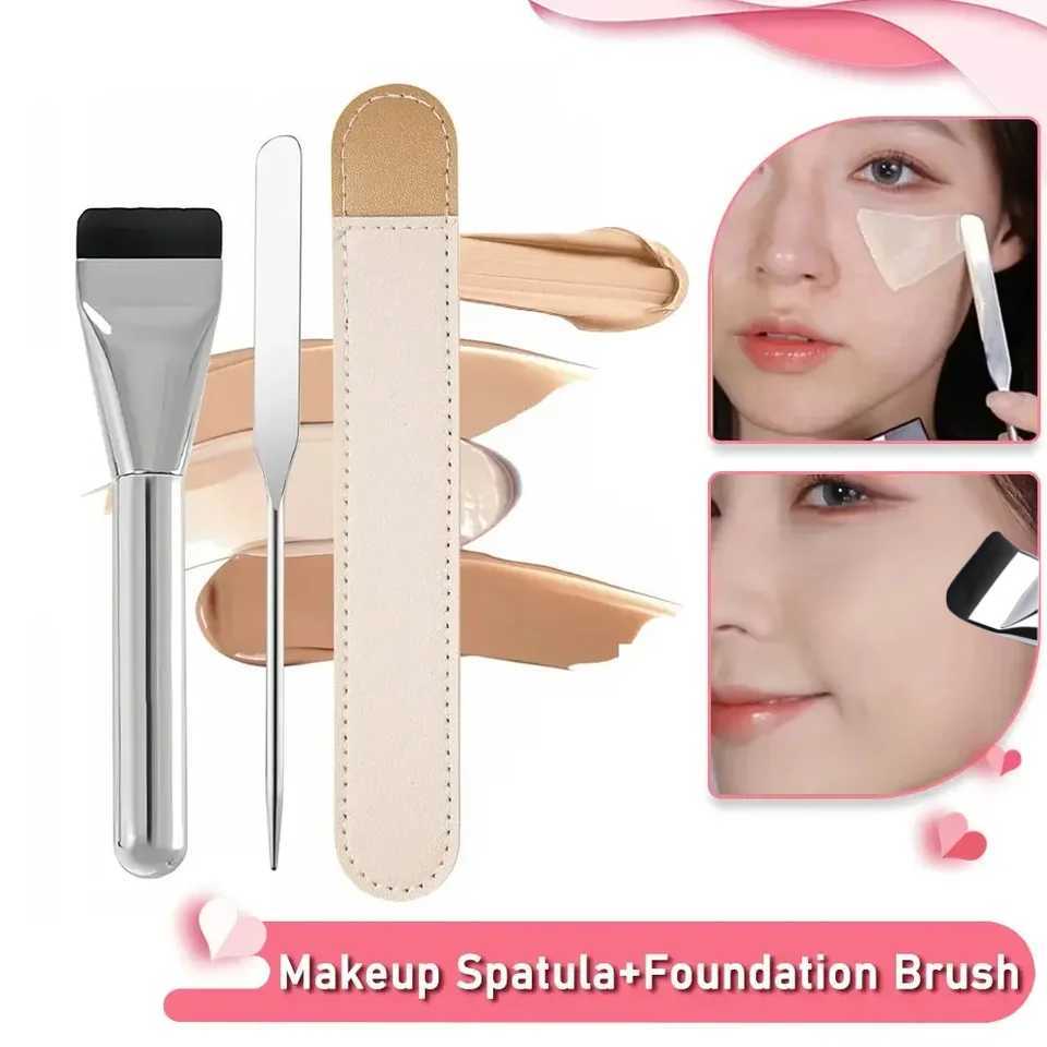 Stainless Steel Makeup Spatula Mixing Stick Foundation Brush Set Eyeshadow Cream Pigment Mixing Tool Face Contour Brush Tool z250527PB4H