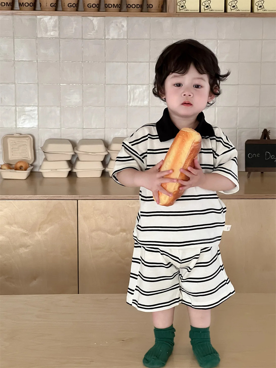 MILANCEL Summer Baby Clothes Set 9M3T Cute Girls Lapel Collar Striped Suit Toddler Thin Outwear 2PCS 250527