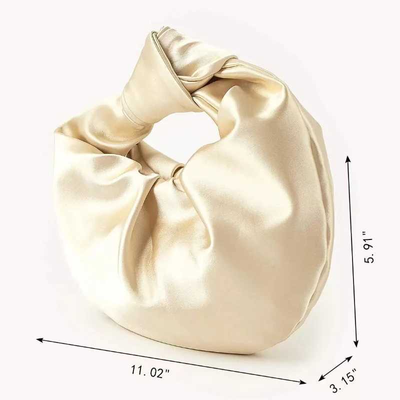 French Design Pleated Satin Knotted Bag Womens Sweet Cloud Handbag Ladies Soft Wedding Evening Bags Prom Party Hot Pink Bags W250527