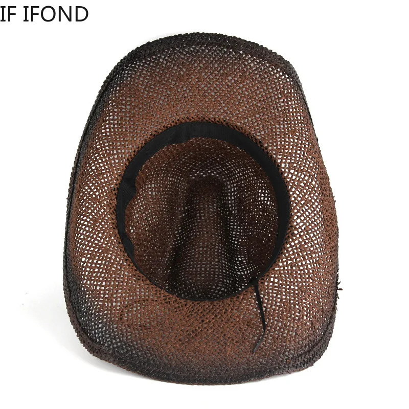 Handmade Weave Hollow Western Cowboy Hat For Men Women Summer Outdoor Cowgirl Beach Sun Straw Hat sombrero hombre 250526
