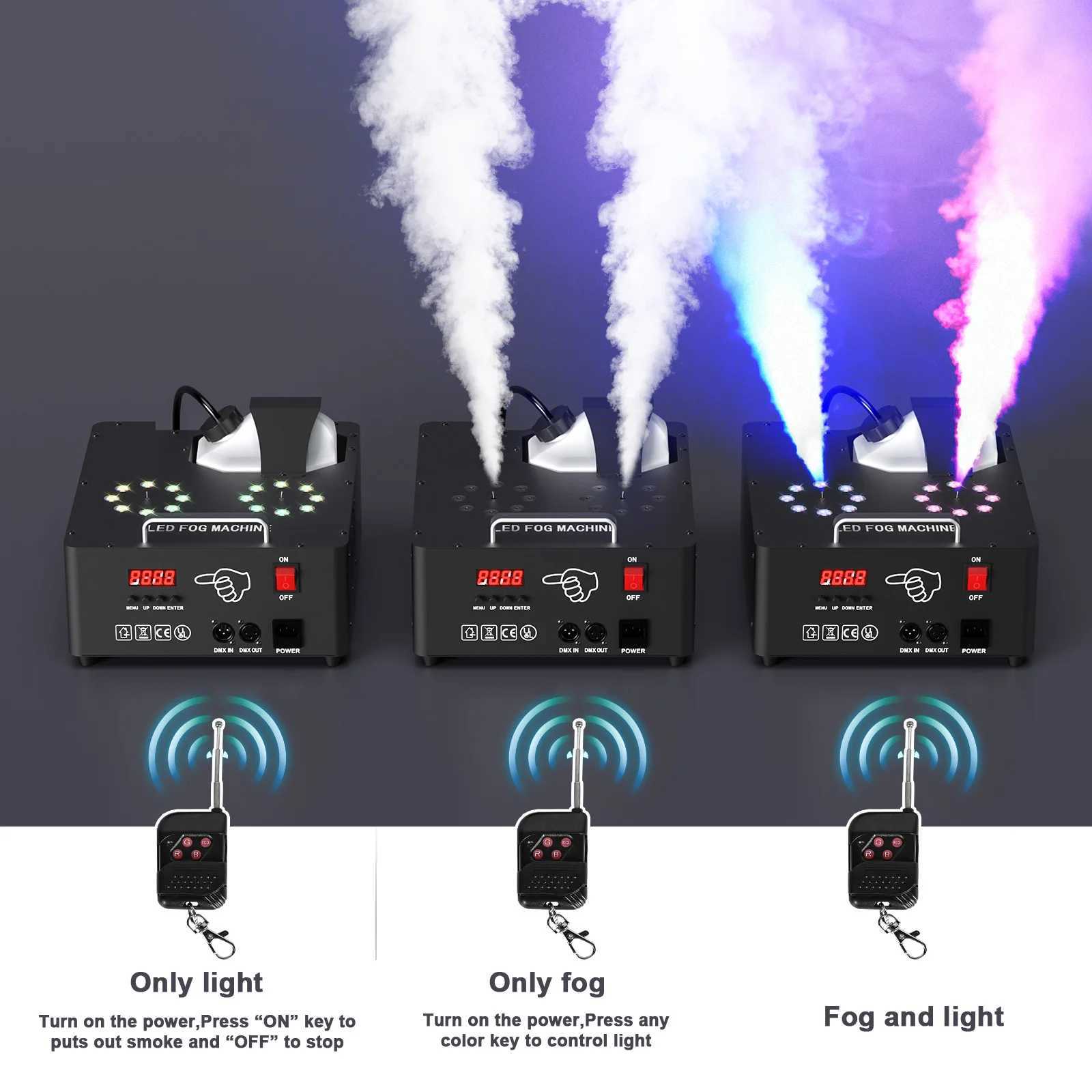 UKing 2000W Double-tube Adjustable Fog Machine DMX512 13CH Smoke Machine 8+8 RGB 3 in 1 LED Colorful DJ Wedding Stage Spray XJ250527