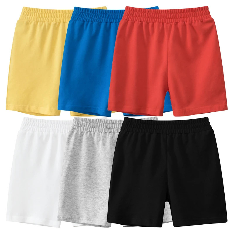 Summer Childrens Sports Shorts Candy Color Short Pants for Boys Elastic Waist Beach Cotton Kids Clothes 250527