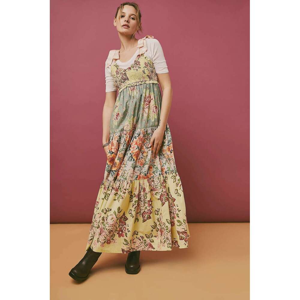 2025 Summer New Strapless Backless Printed Maxi Dress for Women