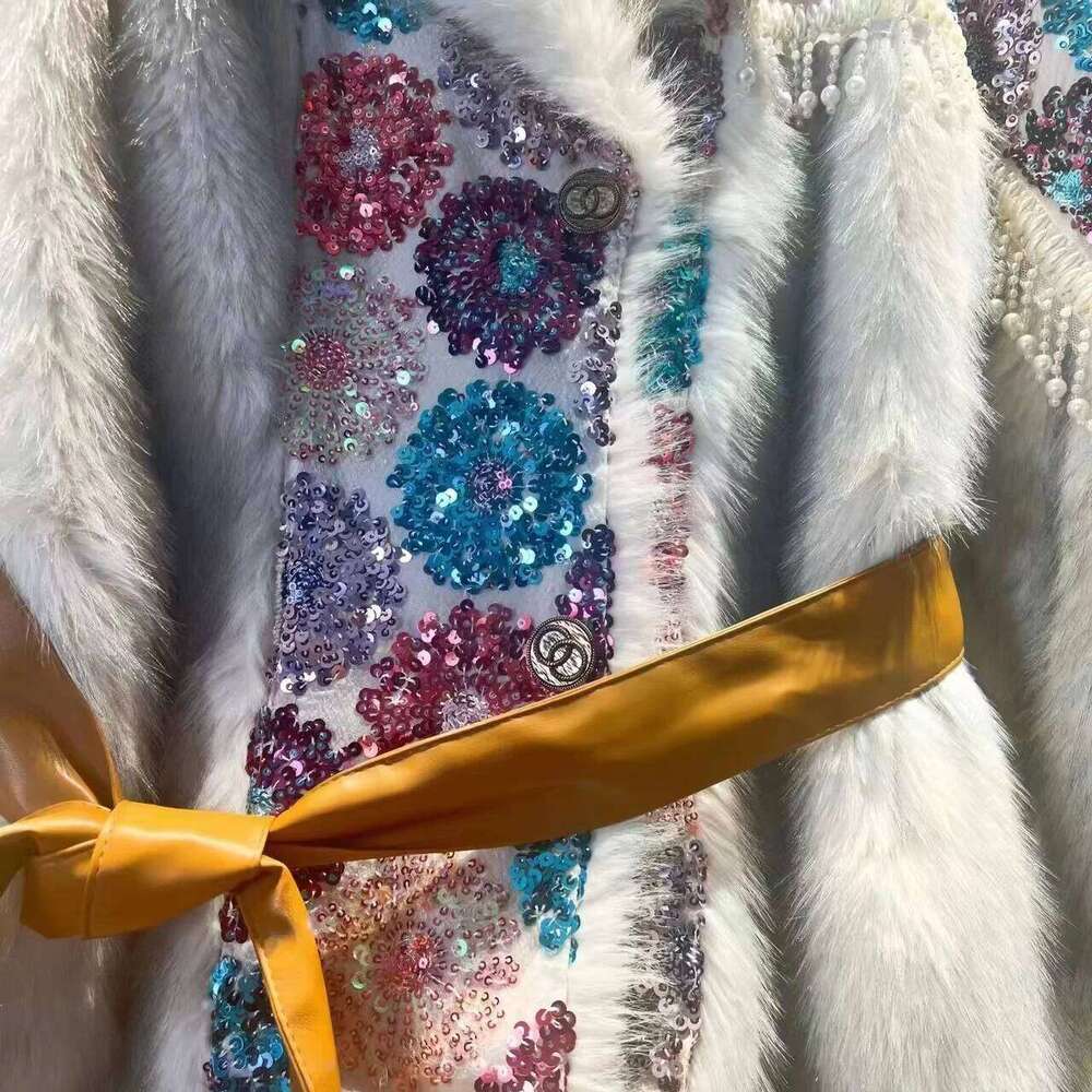 Faux Mink Fur Coat for Women, Sequins Jacket, Loose Long Overcoat, Thick Warm Female Clothing, New Fashion, High Quality, Winter