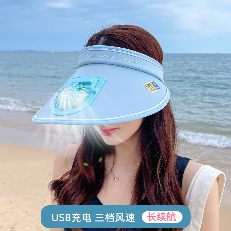 Designer's Sun Hatrechargeable Fan Hat Sun Protection Hat For Women Summer 2025 New Style Open Top Wide Brim Sun Hat Face Slimming Sun Hat