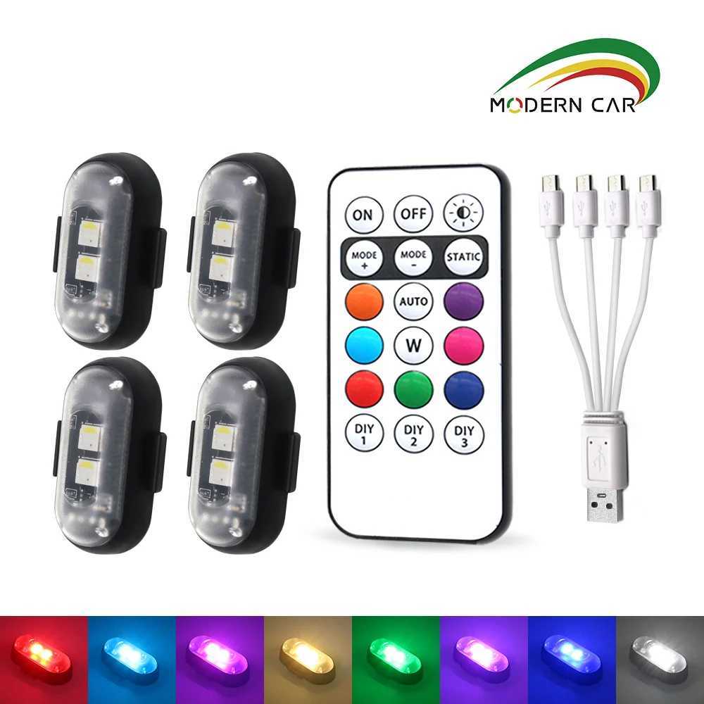 4/10x Car LED Light Multifunctional Car LED Warning Light Rechargeable Wireless Car Light with Remote Control Decorative Light XJ250527