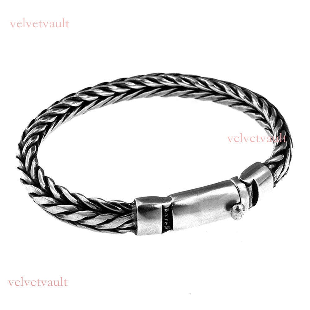 S Sterling Sier for Men Braided Weave Chain Bracelet with Toggle Clasp