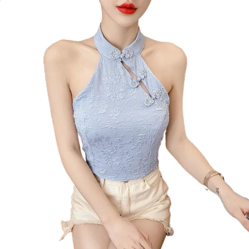 Plus Size 150kg Summer Outerwear Pure Desire Hot Girl Style Halter Buckle Cheongsam Modified Vest for Women Trendy 230310