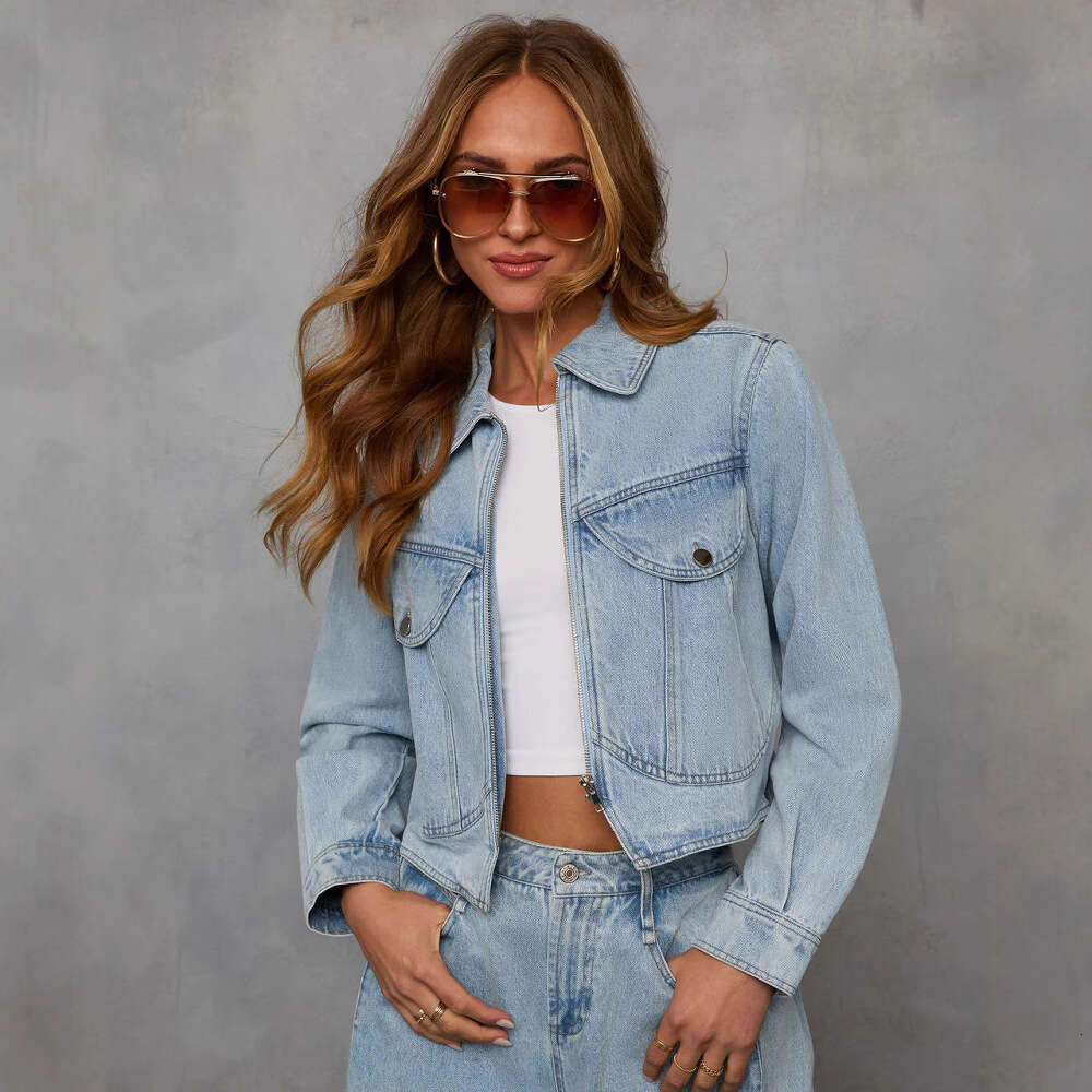 2025 Spring Fashion Casual Loose Women's Denim Jacket and Pants Set 8978