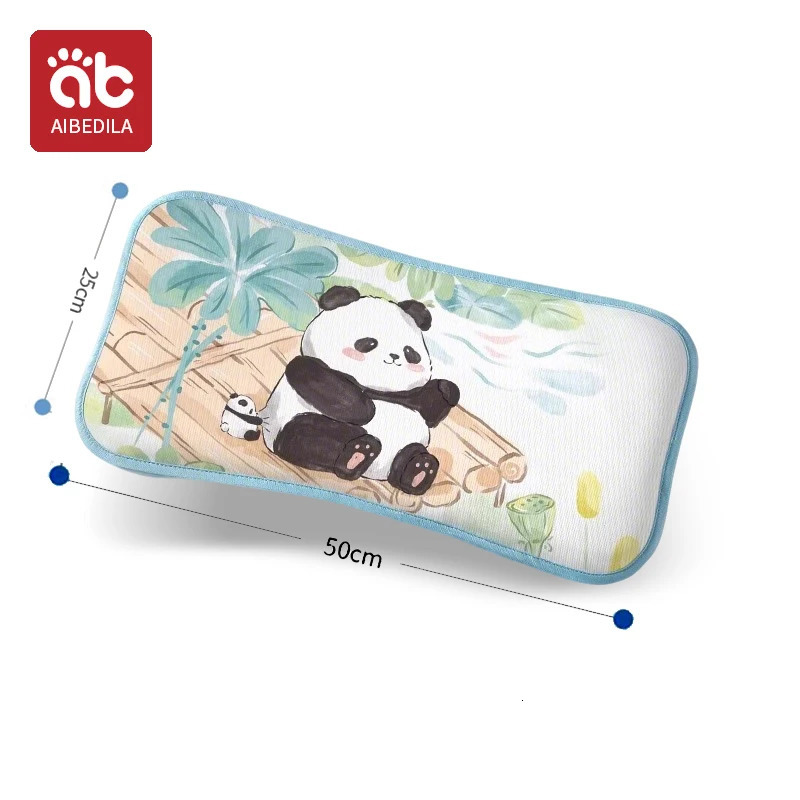 Children Sleeping Pillow For 06Y Kids Cartoon Panda Pillows Summer Breathable Cool Ice Silk Baby Bedding 250527