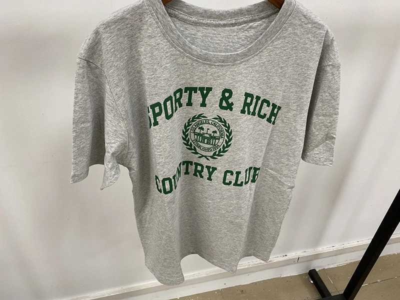North America Style Women T-shirt Brand Short Sleeve Tshirt Sporty Rich Clothing Designer Tee Luxury Summer Men Cotton T ShirtT250527