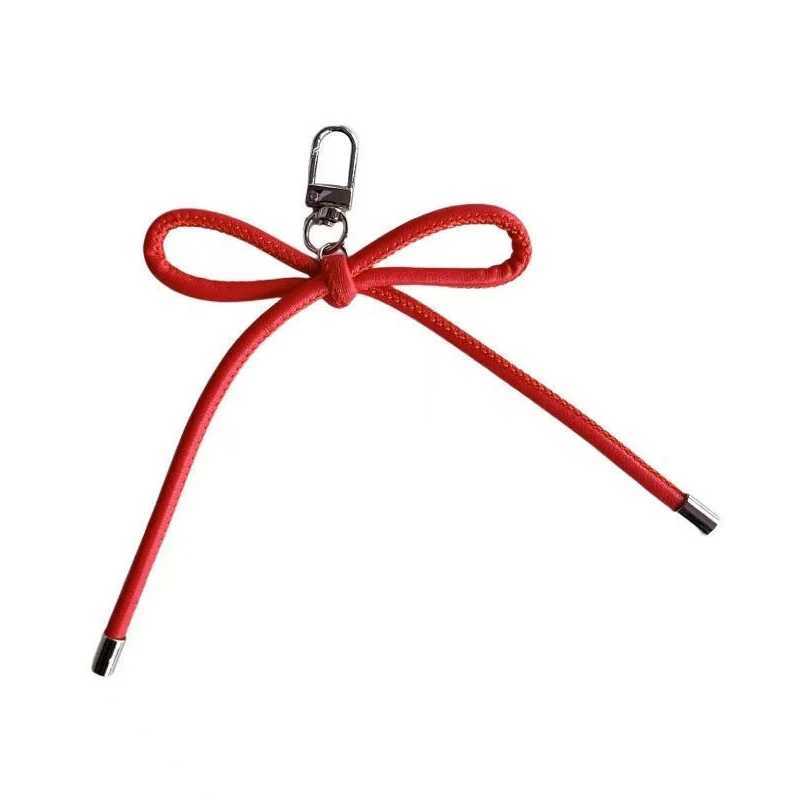 Korean Fashion Vintage Leather Bow Keychain Harajuku Charms Bag Pendant Mobile Phone Pendant Accessories Y2K Jewelry Keychain W250526
