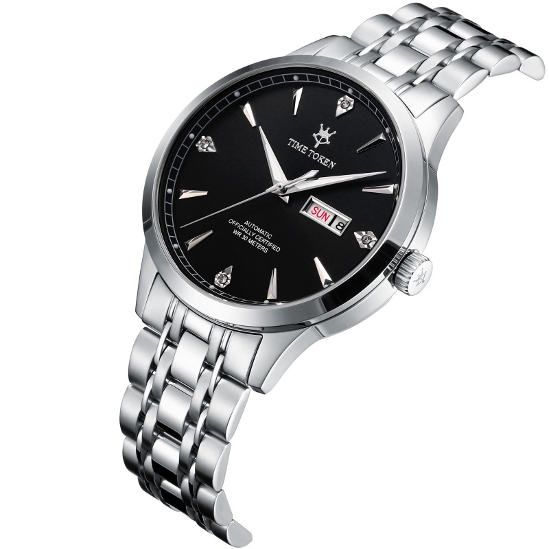 TIMETOKEN Mens Luxury Business Watch Classic Design, Auto-Mechanical Movement & Date Display