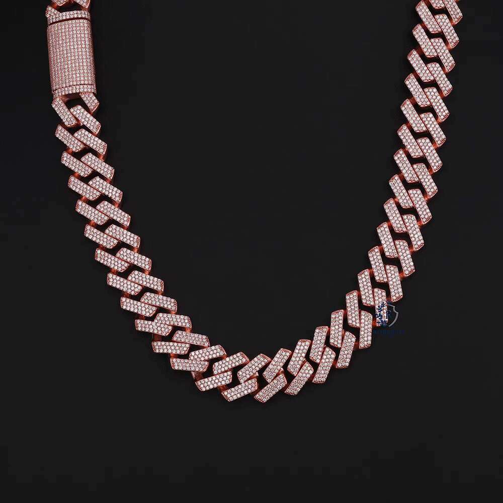 VVS Moissanite Cuban Link Chain 18mm Sterling Sier Iced Out Mens Necklace Pass Dia Tester