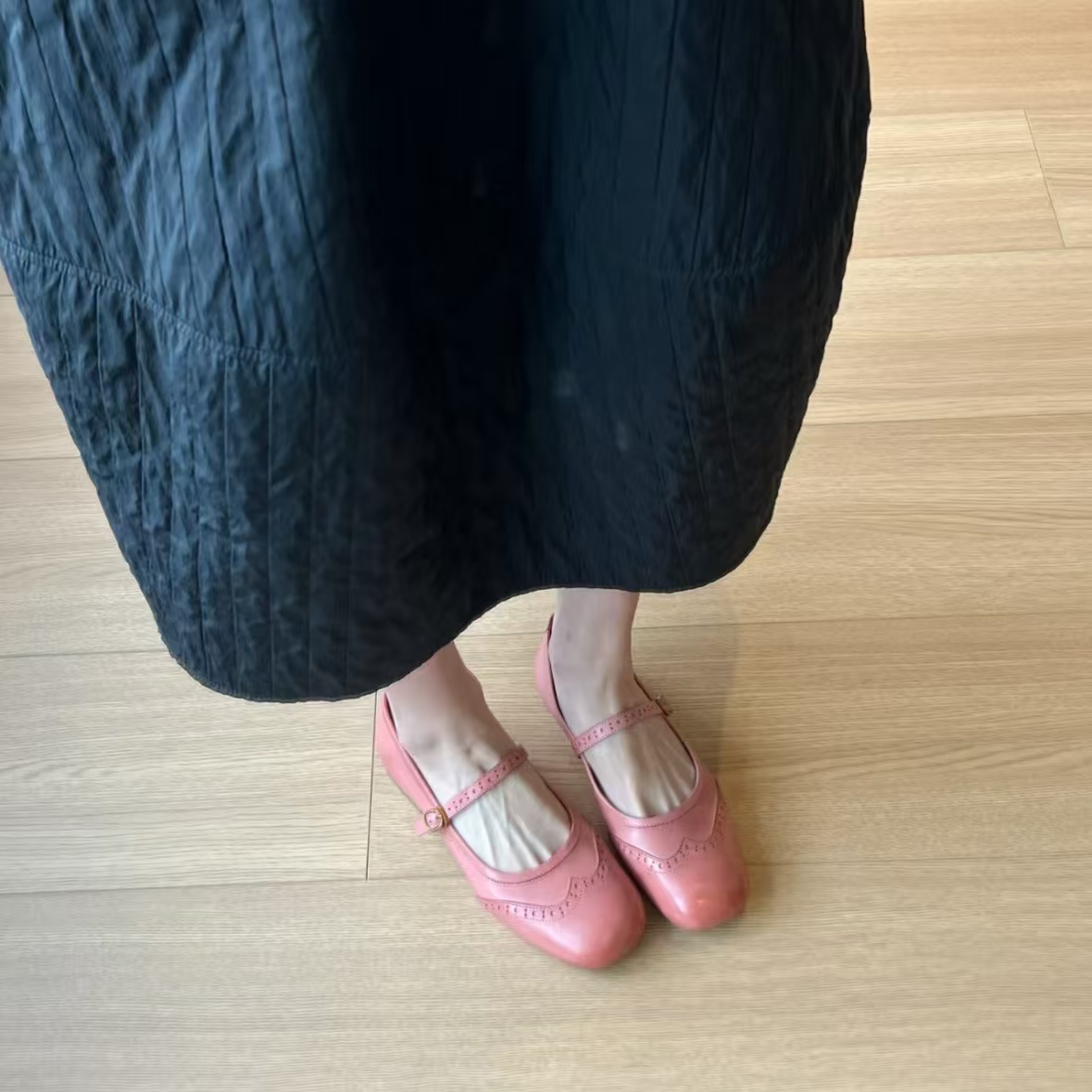 Pumps Spring/Fall 2023 Genuine Leather Round Toe Chunky Low Heel Women Shoes Retro Mary Janes 0be7