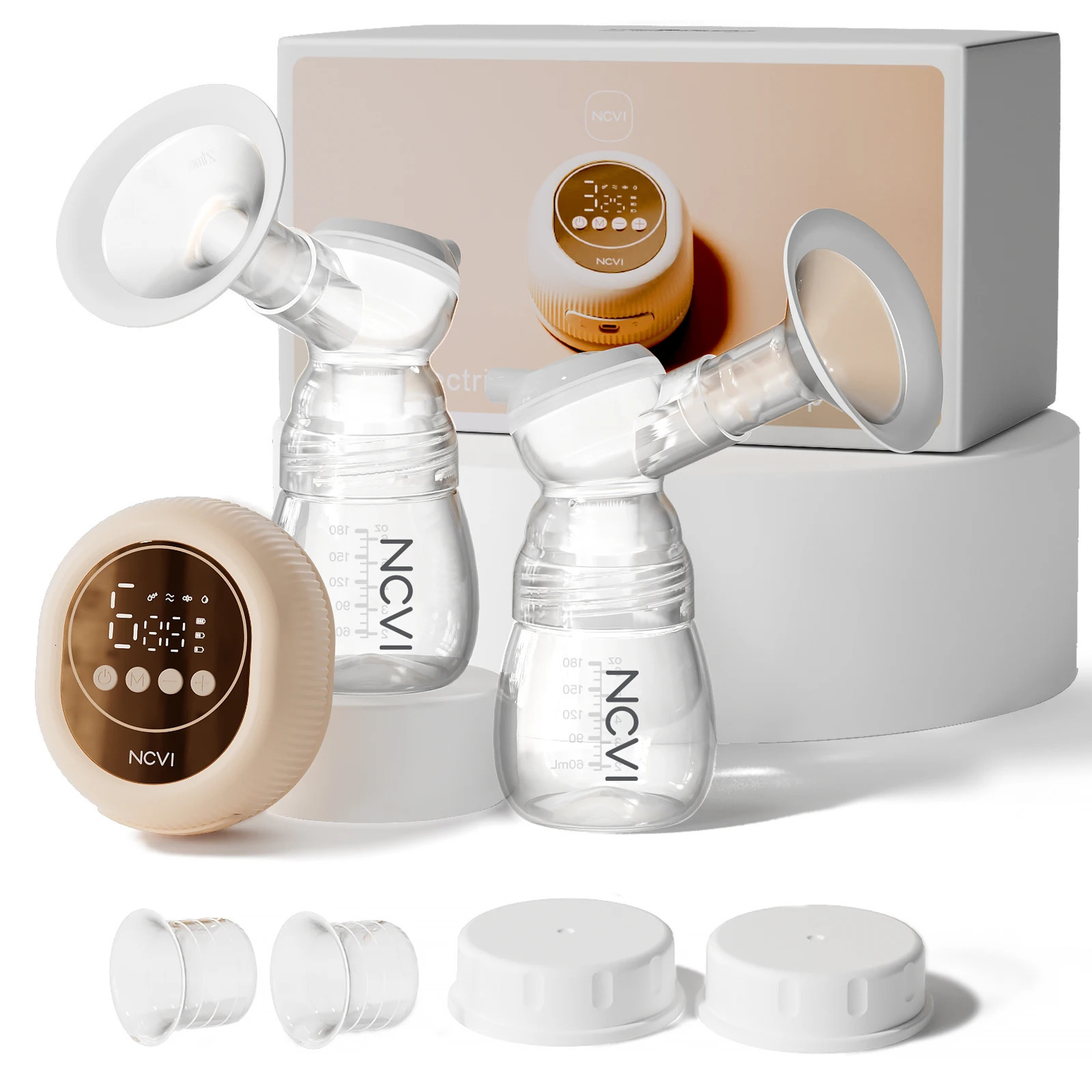NCVI Double Electric Breast Pump with 4 Modes 9 Levels24mm Flanges PartsNonSpillLow noiseBPAfreeComfortable breastfeed 250527