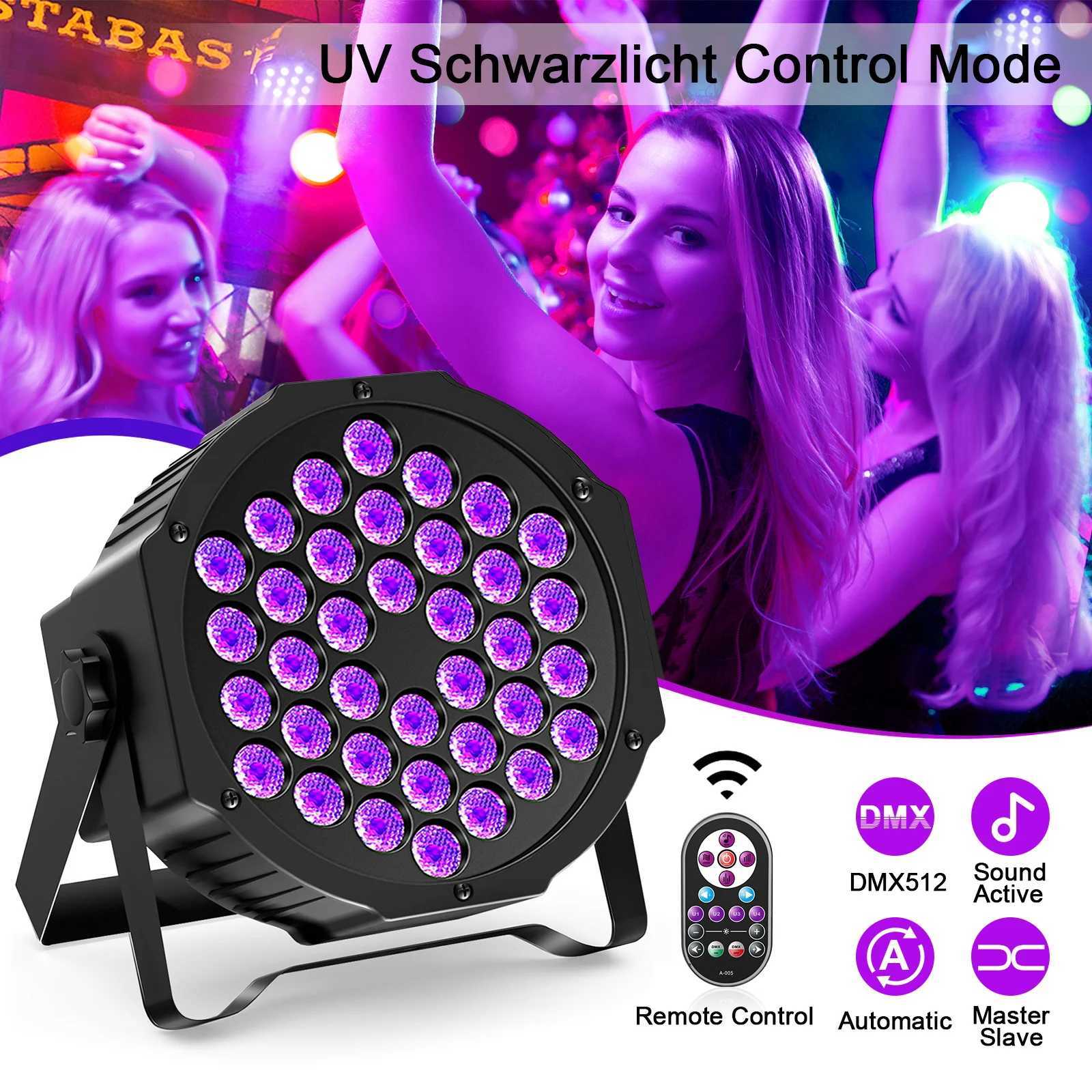 UKing 4PCS 36 LED Stage Flat Par Lighting 36W UV Blacklight DMX512 Effect for DJ Disco Party Christmas Bar Club Show Lights XJ250527