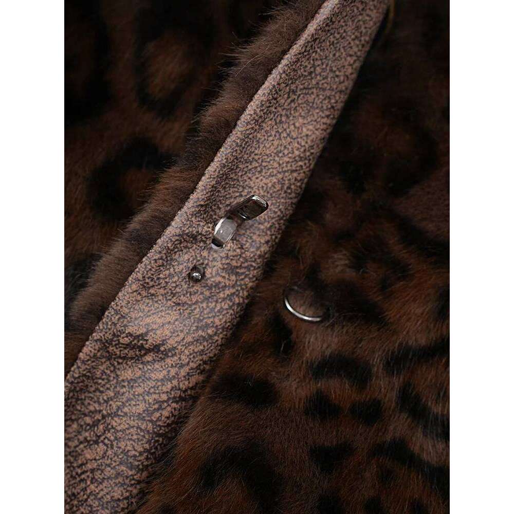 ZMEENNA Brown Leopard Big Size Warm Faux Fur Jacket New Lapel Long Sleeve Women Coat Fashion Tide Autumn Winter 2024 ZM592