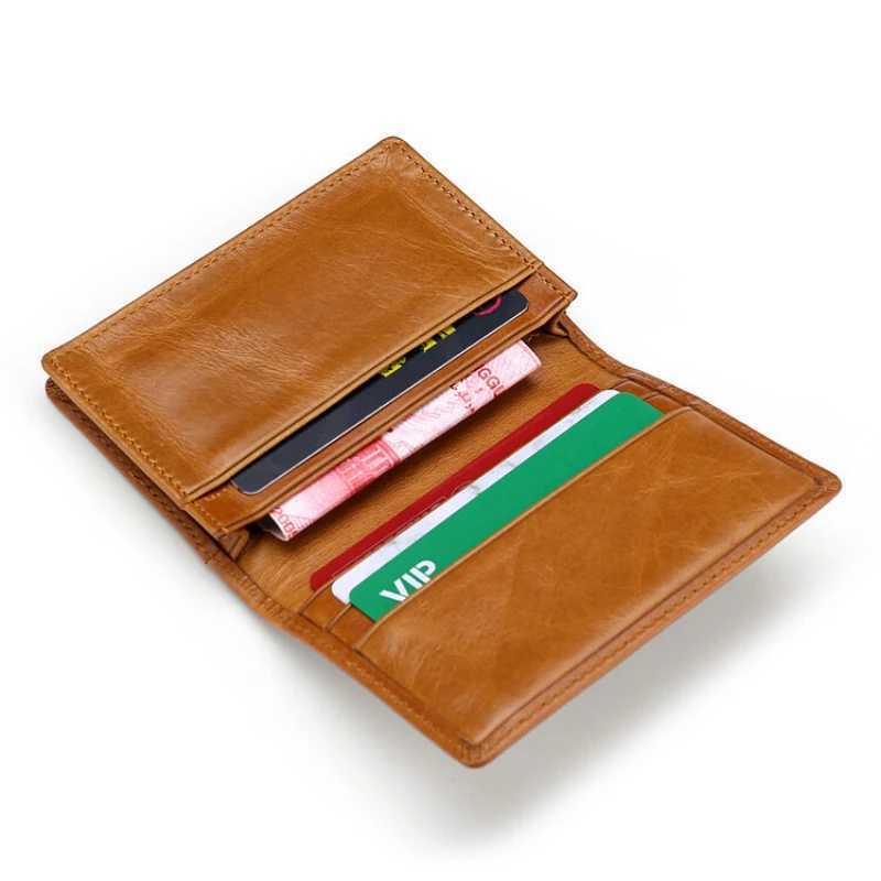 RFID Cow Leather Business Card Holder with Transparent Window Small Wallet for Men Slim ID Name Tags for Card Cases Z250527
