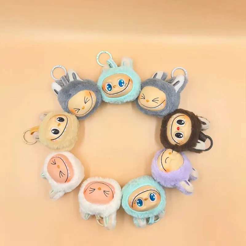 8cm Labubu The Monsters Vinyl Plush Head Type Pendant Cute Plush Keychains Cute Doll Kawaii Labubu Face Dolls Keychain Peluches W250526